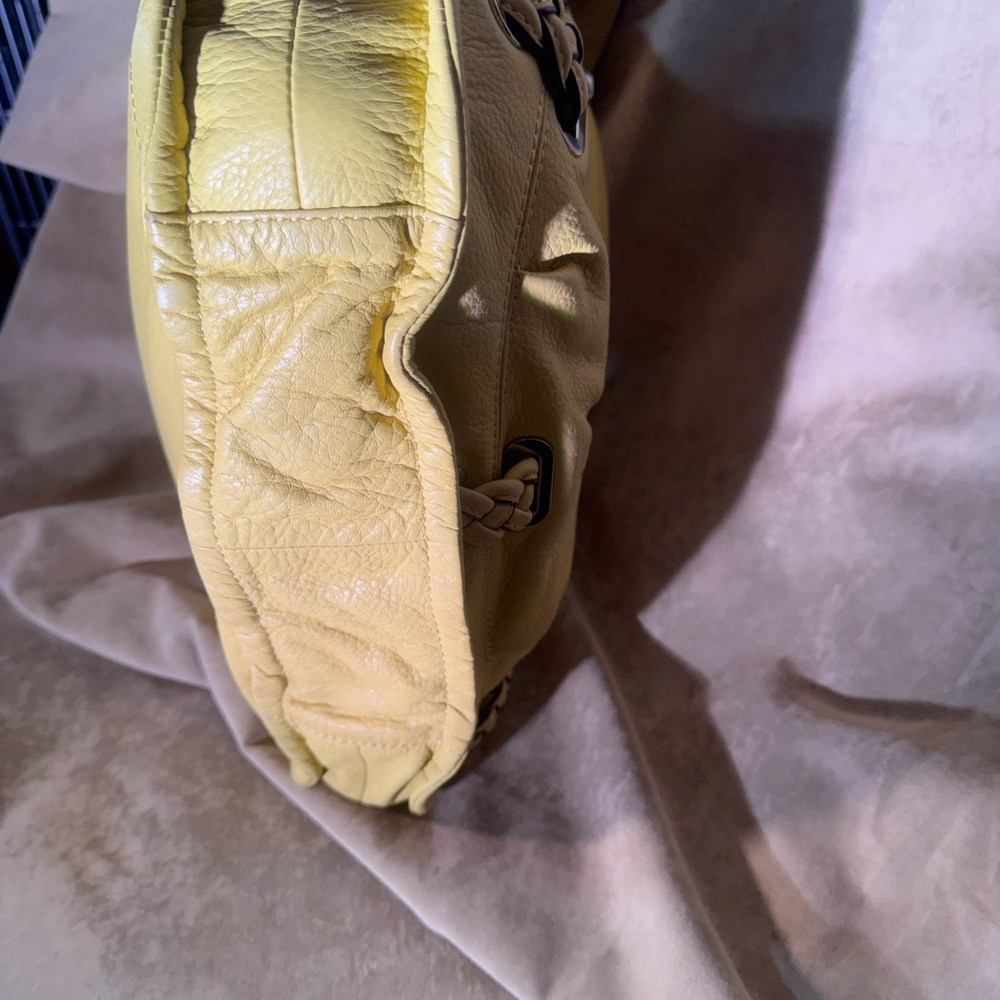 B. Makowsky Yellow Leather Hobo Shoulder Bag - Picture 10 of 13